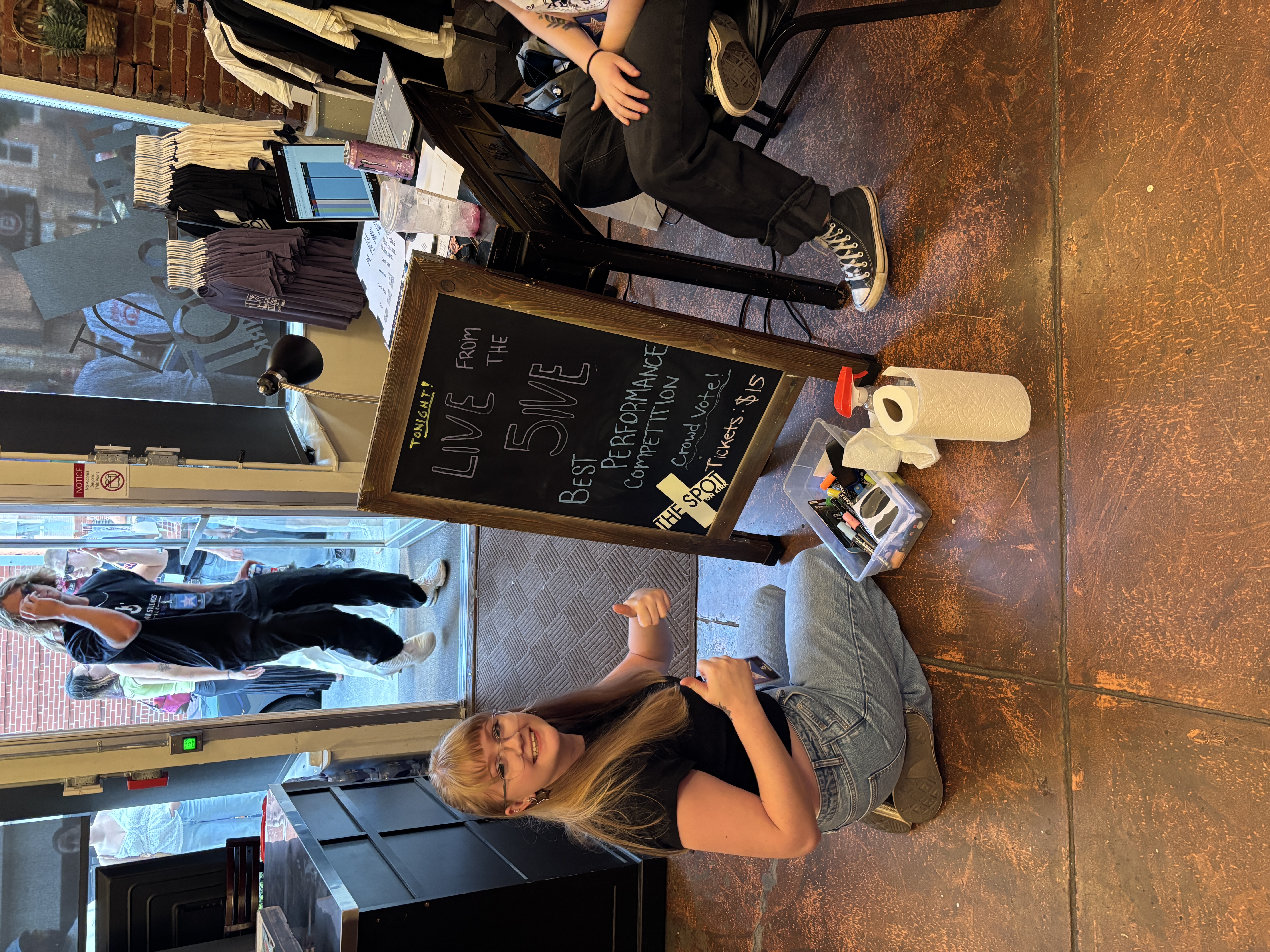 Hollie working behind the scenes